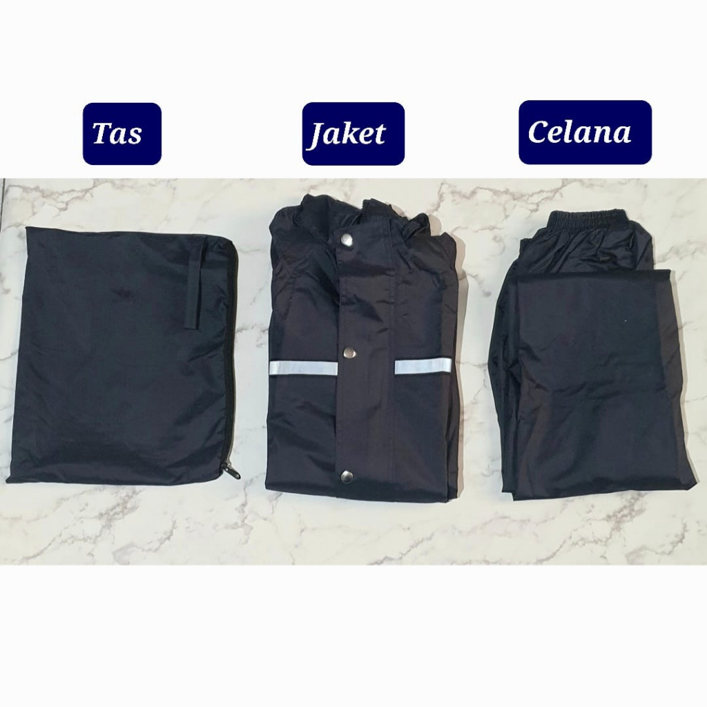 Jaket Jas Celana Hujan Parasut Tebal Setelan Hoodie Topi Unisex Dewasa Jumbo Pria Wanita