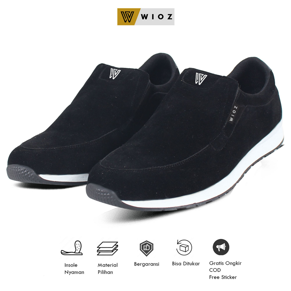 Wioz Sepatu Slip On Pria W 61355 Kets olahraga lari - Hitam
