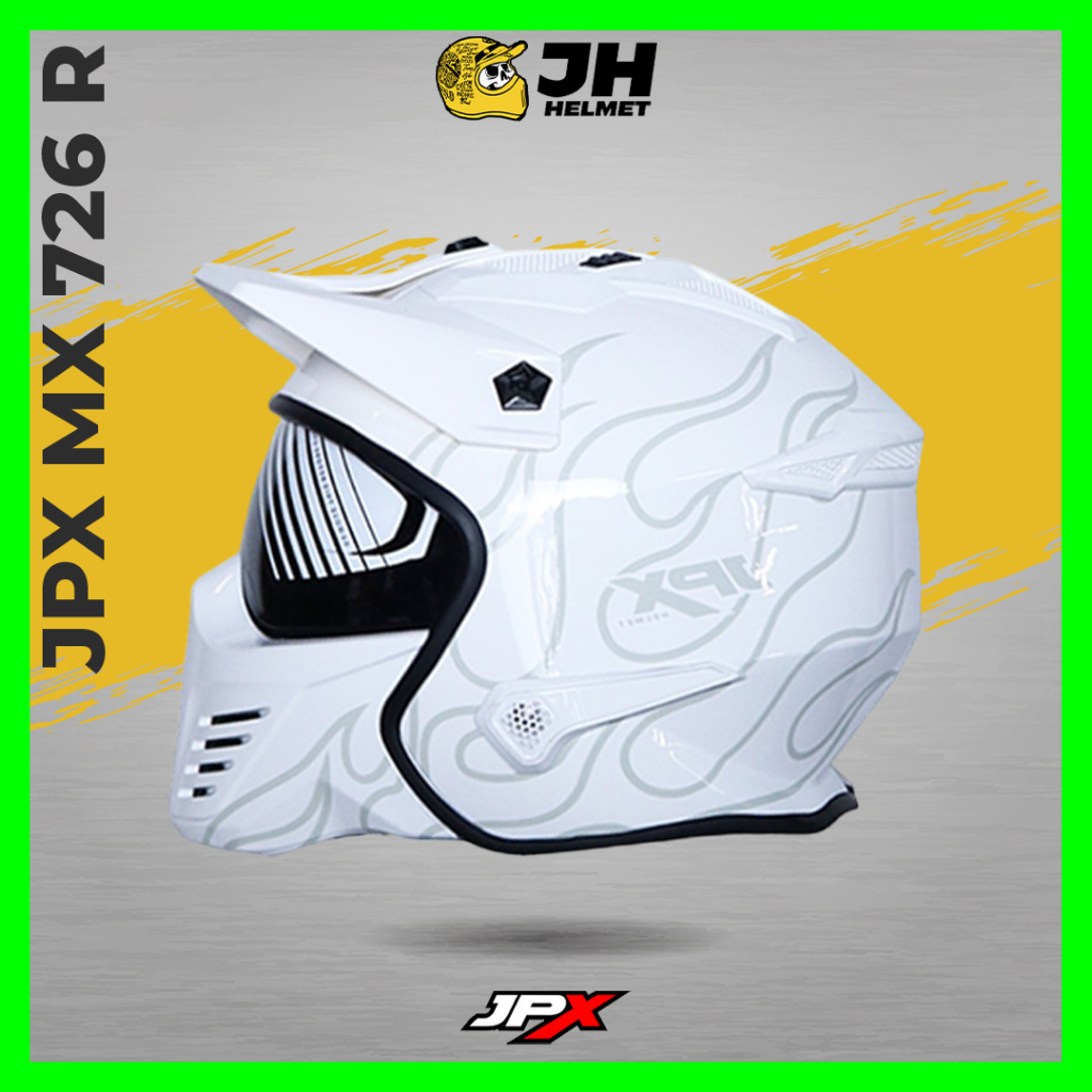 Helm JPX MX 726R MX08 Nomadens Broken White | Helm Full Face | JUAL HELM