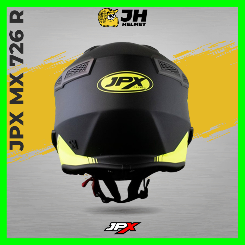 Helm JPX MX 726R Black Fluo Yellow Glossy | Helm Full Face | JUAL HELM