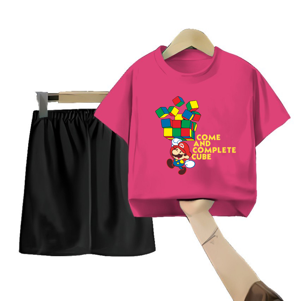 Setelan Kaos Anak Tanggung Mario Rubik XXL/3XL