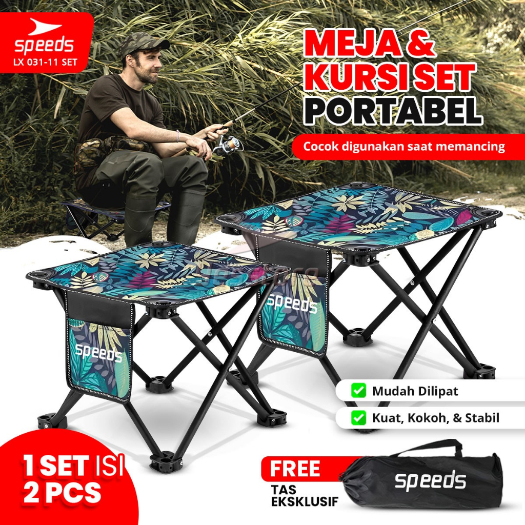 SPEEDS Meja dan Kursi Lipat Portable Tanpa Sandaran Kursi Camping Kursi Gunung Kursi Sauna Bangku 03