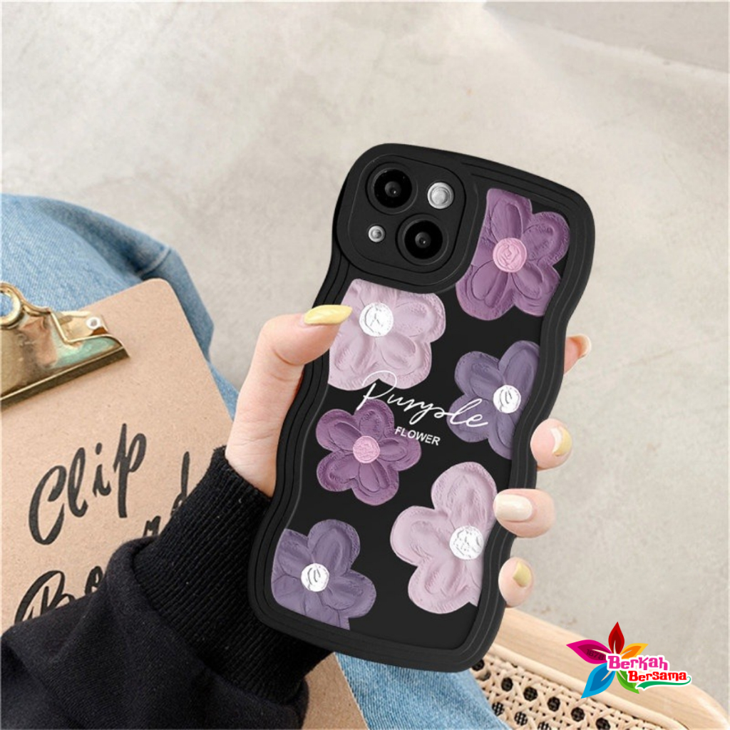 SS833 SOFTCASE SILIKON CASE CASING PURPLE FLOWER OIL PAINTING FOR IPHONE 6 6S 6+ 7 8 7+ 8+ X XS XR XS MAX 11 12 13 14 MAX 14 PROMAX BB8567