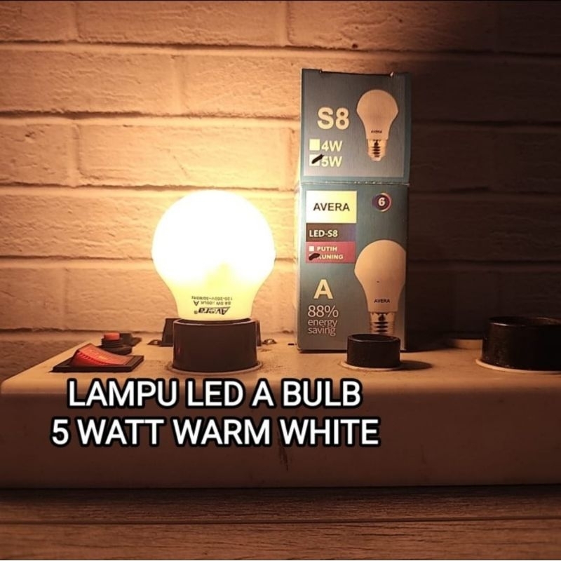 Avera Lampu Led Murah 5 Watt 5W A bulb 3000K Warmwhite Kuning Berkualitas