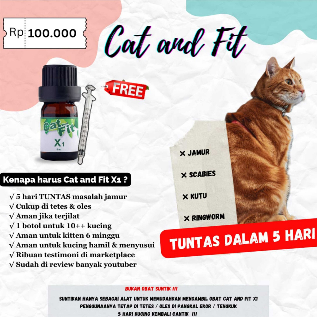 Cat &amp; Fit X1 - obat tetes kutu scabies jamur anjing kucing kelinci migofit ultimate