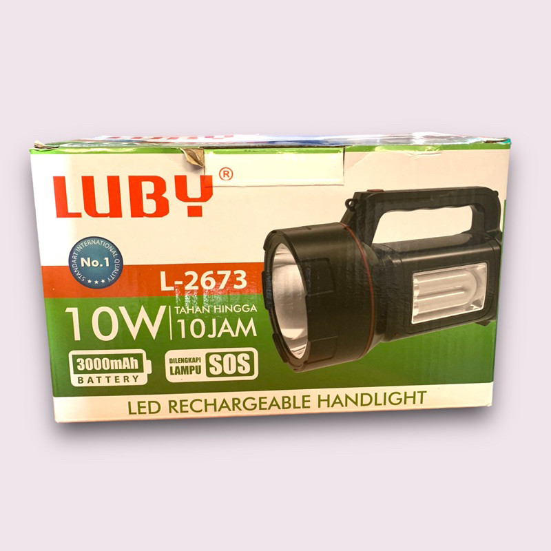 Senter Luby 12 watt Tahan Hingga 10 Jam Baterai Cas Ulang Cepat L 2693 Lampu Emergency LED