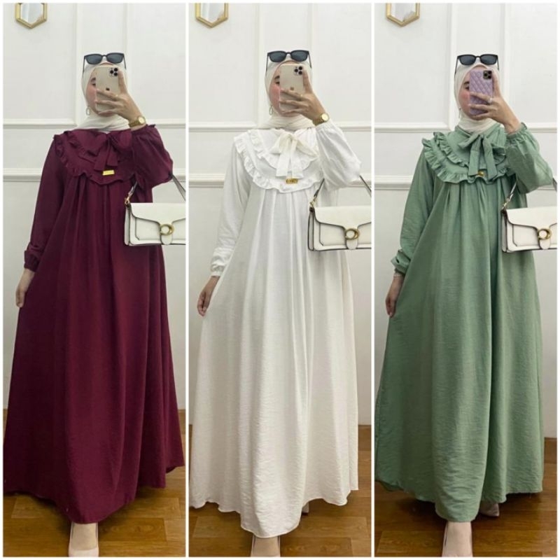 BISA COD GALERIAZKIYA RIZKINA DRESS/ RIJKINA DRESS POLO LINEN/ GAMIS RUFFLE DADA TALI PITA POLOS/ DR