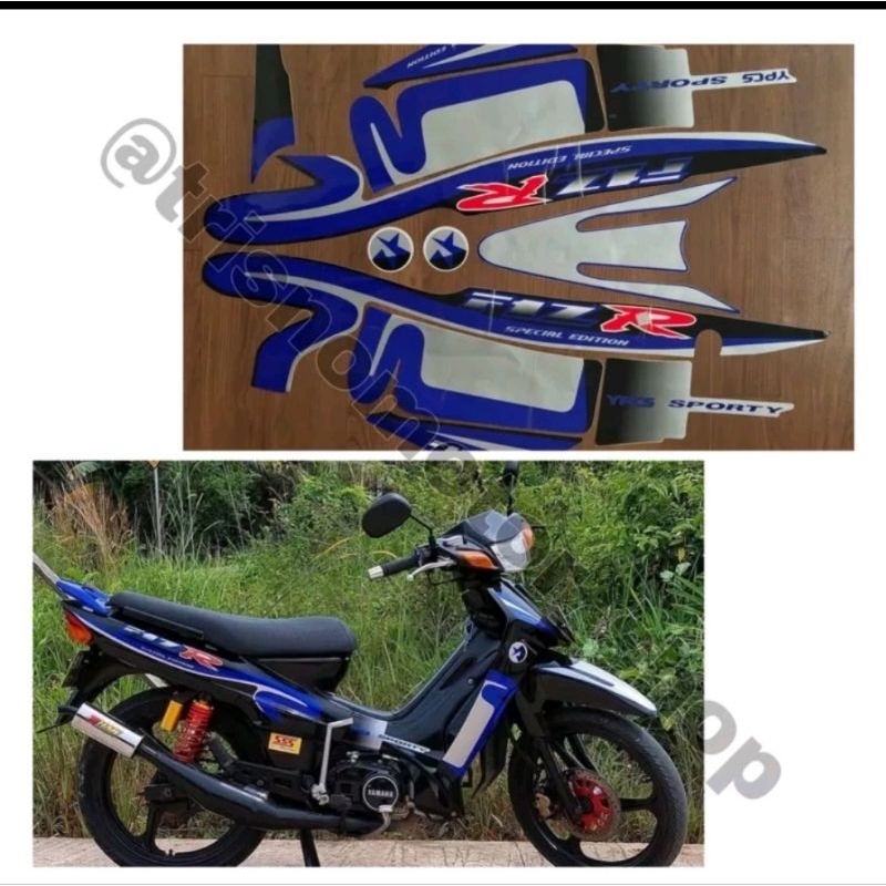 striping Yamaha FIZ R Caltex warna hitam biru