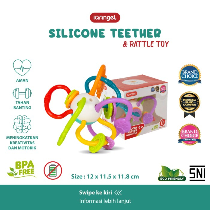 Mainan anak IQ Angel silicone teether &amp; rattle IQ0190