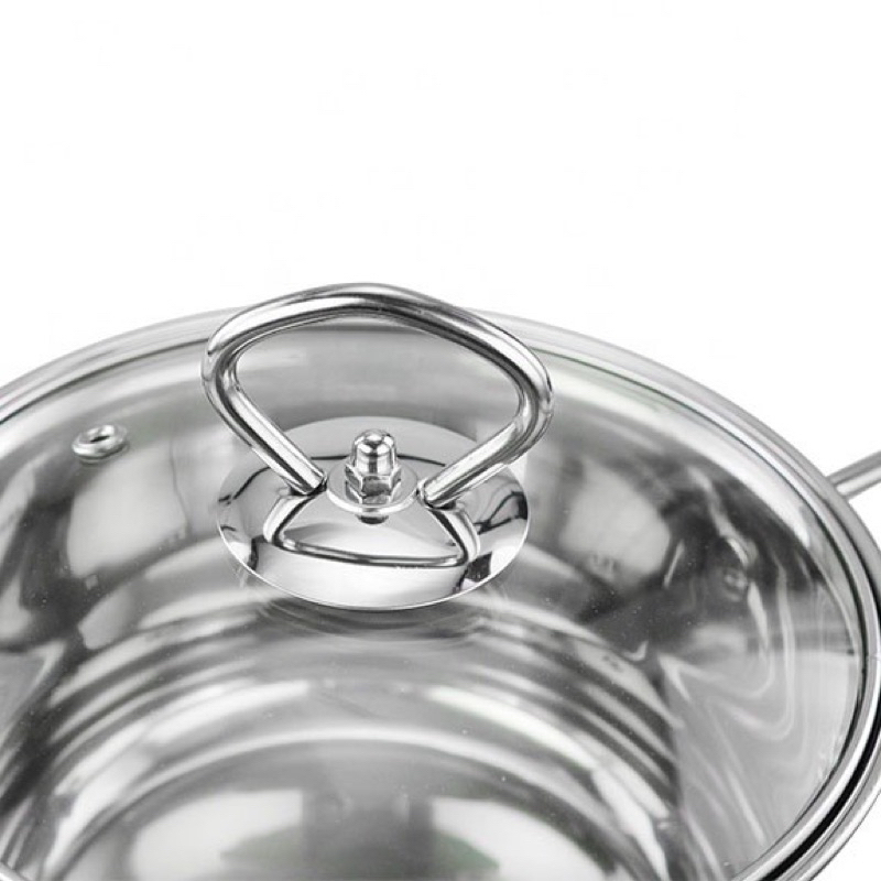 New Panci Set Hight Pot Stainless Steel Tebal - Panci Set Steamer Dengan Tutup Kaca Tebal - Panci 16/18/20/22/24CM Serbaguna