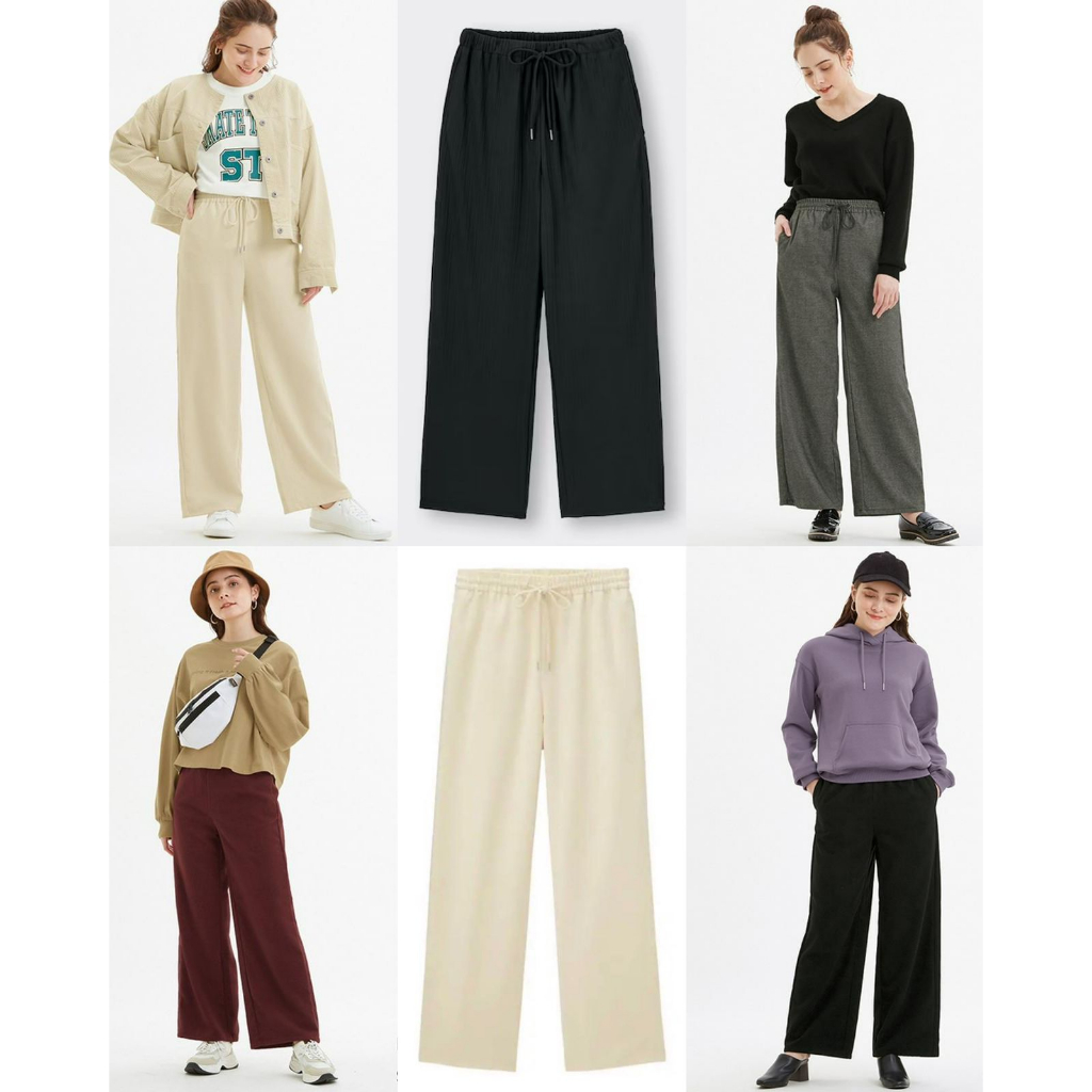 GU Drawstring Wide Leg Jogger Pants