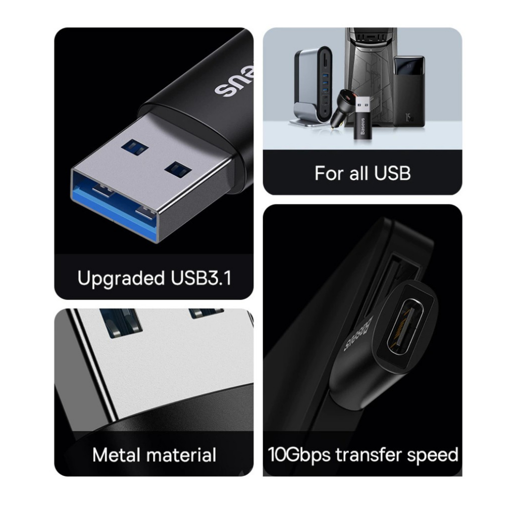 BASEUS ORIGINAL OTG Ingenuity Type C Female To USB A 3.1 Male Adapter Converter Adaptor Tipe C On The Go Iphone 12 13 Pro Max