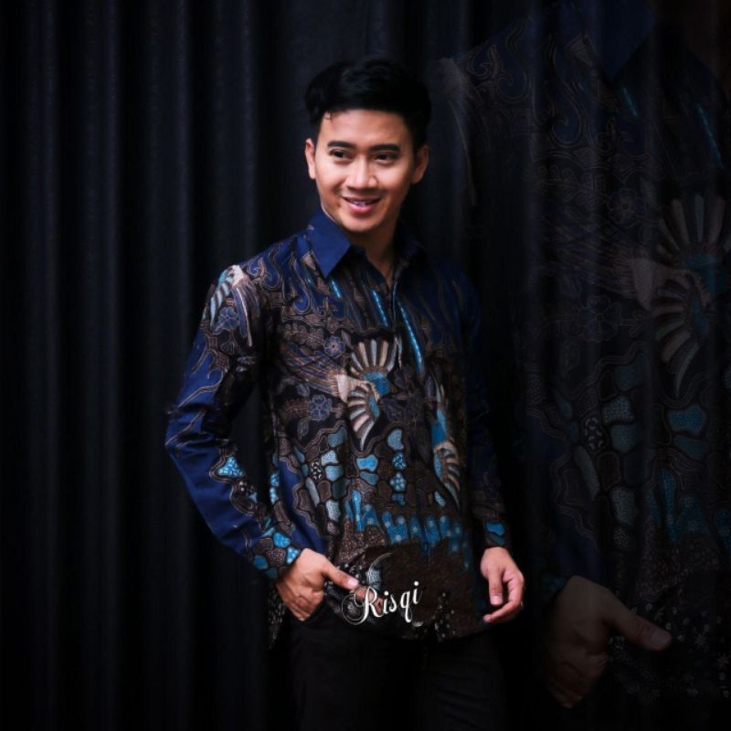 Baju Batik Cowok Kemeja Pria Kondangan Batik Lengan Panjang Motif Kutilang