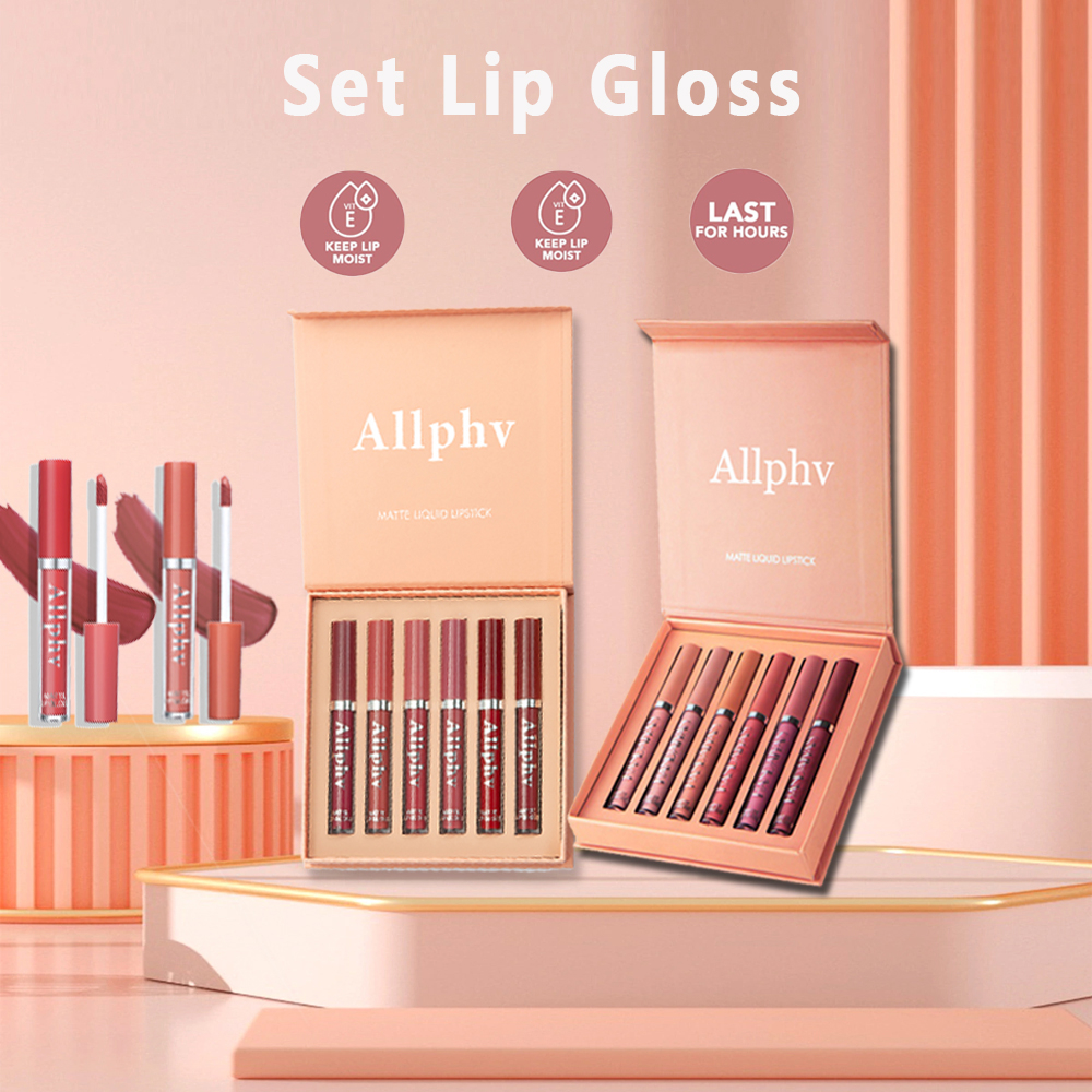 【Ready STOK】Allphv PaketA&amp;PaketB Matte Liquid Lipstick - Long-Lasting Wear Non-Stick Cup Not Fade Waterproof Lip Gloss