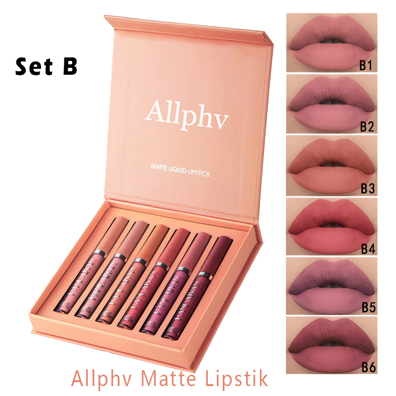 【Ready STOK】Allphv PaketA&amp;PaketB Matte Liquid Lipstick - Long-Lasting Wear Non-Stick Cup Not Fade Waterproof Lip Gloss