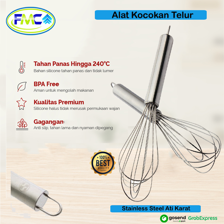 Alat Pengocok Telur Kocokan Stainless Stell Whisk Ballon Kocok Bahan Kue Adonan Kuat
