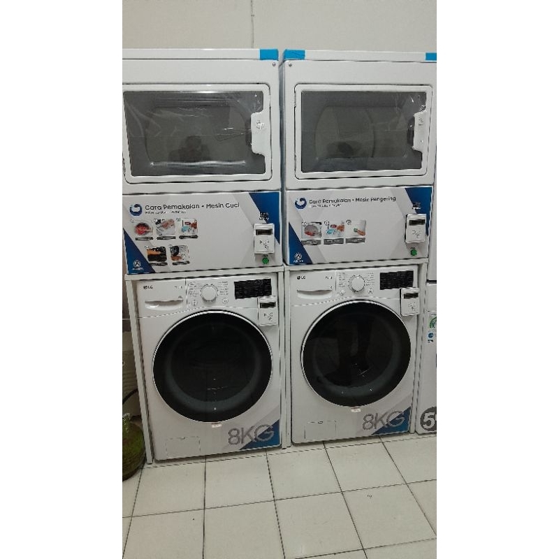Washer Stacker Mesin Cuci LG 15 Kg atau 20 Kg dengan Dryer Maytag / SpeedQueen 15 Kg Tapcard Atau Ko