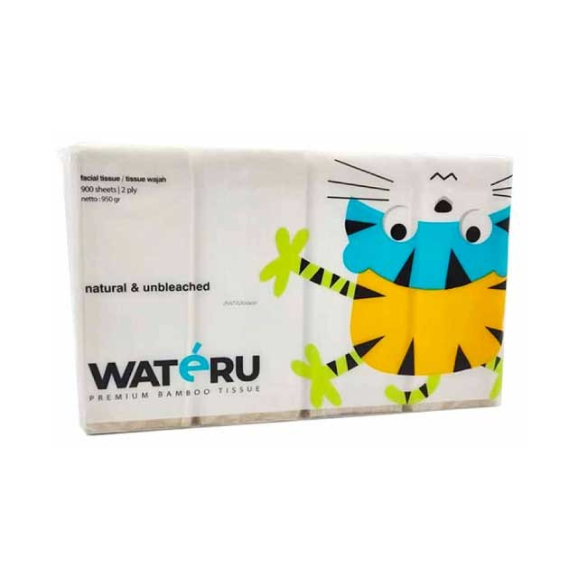 Tisu Wajah Bambu Wateru / Premium Bamboo Facial Tissue 900 Sheets 2 Ply 900s