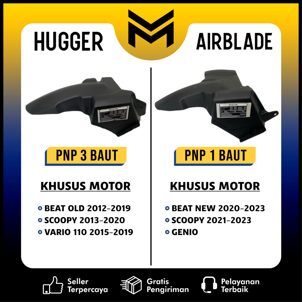 TERBARU HUGGER AIRBLADE BEAT FI ESP NEW OLD DELUXE STREET 2013 - 2023 SCOOPY FI 2017 - 2022 GENIO HUGER AIR BLADE VIETNAM ORIGINAL MOSCOW PRODUK SPAKBOR KOLONG BELAKANG HONDA BEAT NEW HAGER BEAT 2014 2015 2016 2018 PNP TANPA COAK ABS ISS BLACK SPARKBOR