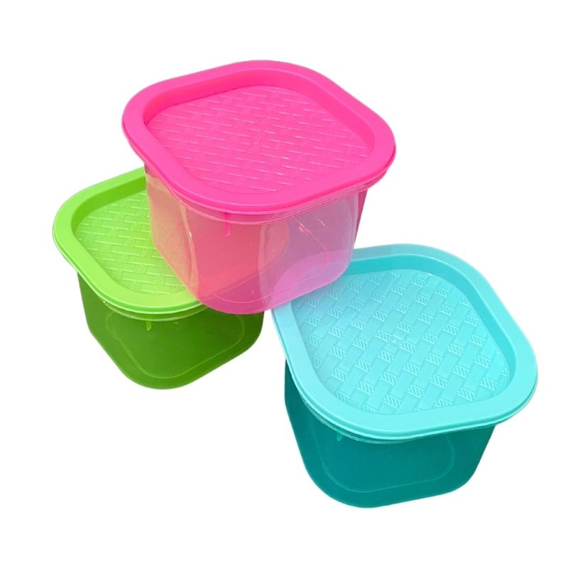 Toples Makanan / Tempat Penyimpanan Makanan Plastik Segi Jerami 1000ml Foodgrade PP5