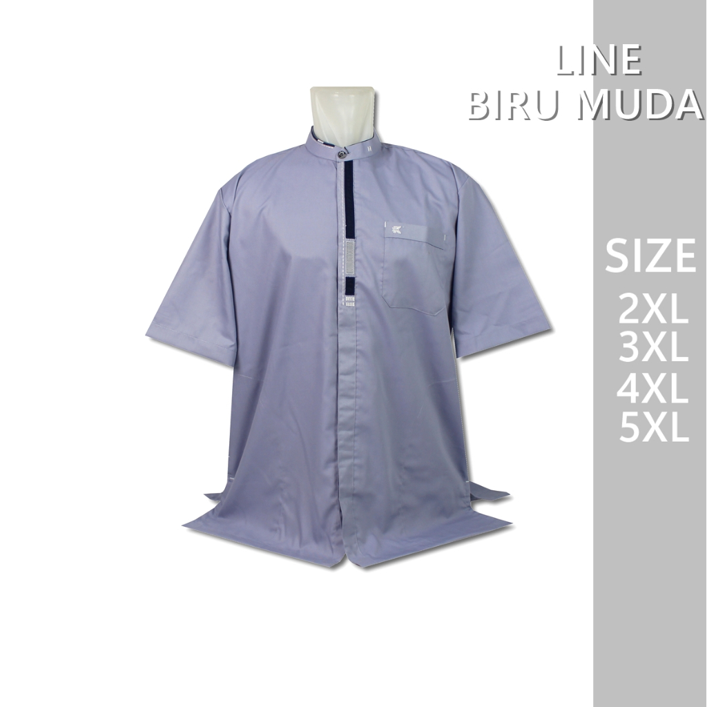 Baju Koko Jumbo Pria Dewasa Bordir Terbaru Big Size Ukuran 2XL 3XL  Kemeja Pria Fashion Muslim Lenga