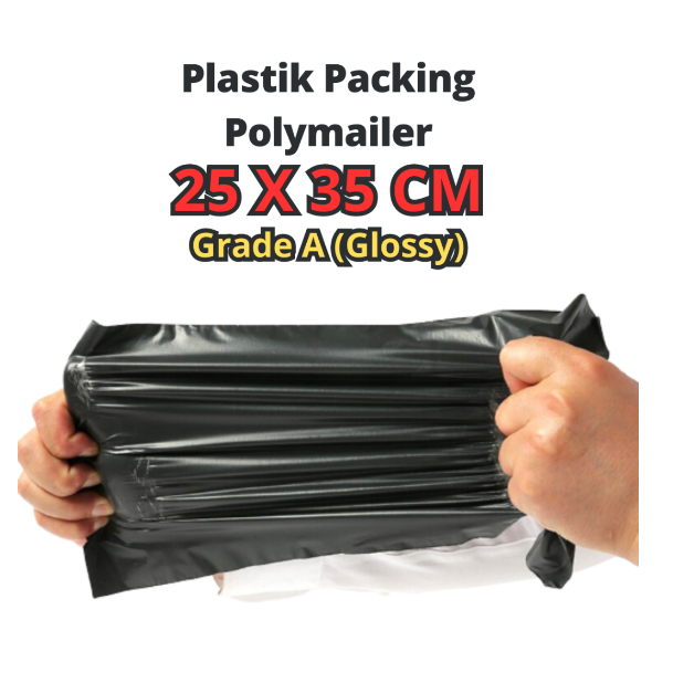 

Plastik Polymailer 25 x 35 cm Glossy / Plastik Polimer / Plastik Hitam Perekat kuat / Plastik olshop