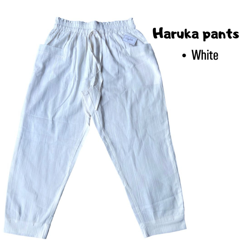 Haruka Pant linen crinkle Premium Celana 7/9 Wanita Murah