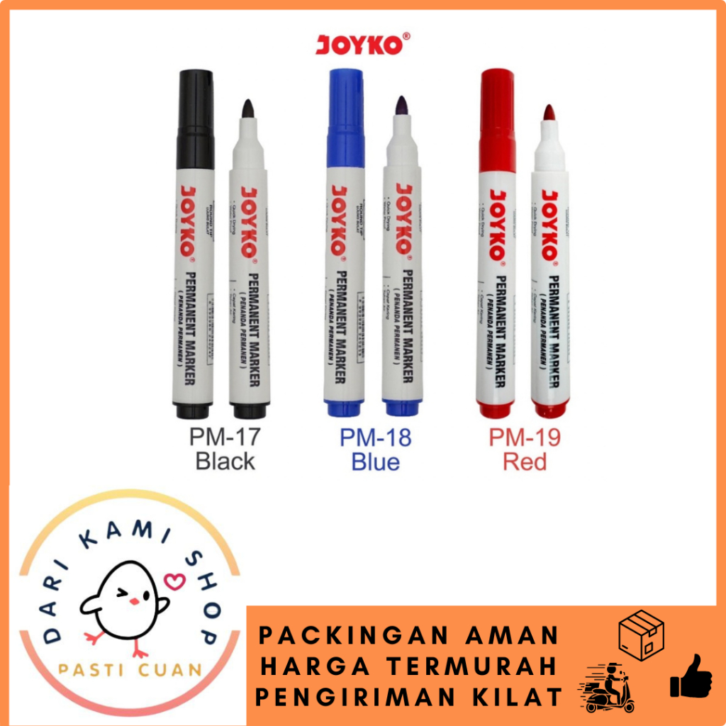 

JOYKO PERMANENT MARKER / SPIDOL HITAM PM-17 PM-18 PM-19 HITAM BIRU MERAH / 1 PCS