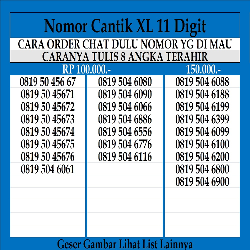 Nomor Cantik XL 4G Tahun 50  Nomer Axiata Kartu Perdana