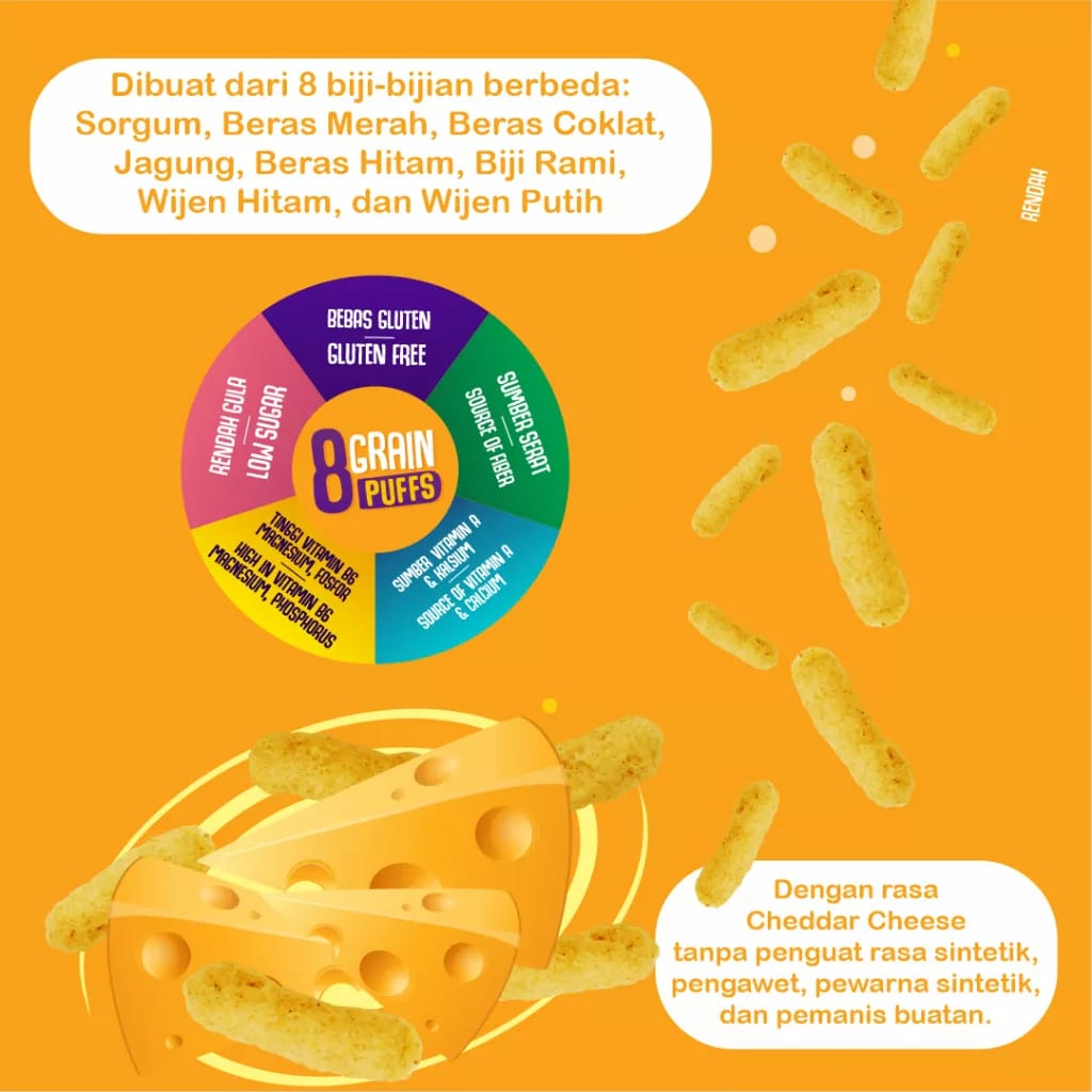 NOLA 8 NOLA 9 GRAIN PUFFS GLUTEN FREE MULTIGRAIN ALAMI | SNACK SEHAT BAYI CEMILAN ANAK CAMILAN DIET MAKANAN NON MSG