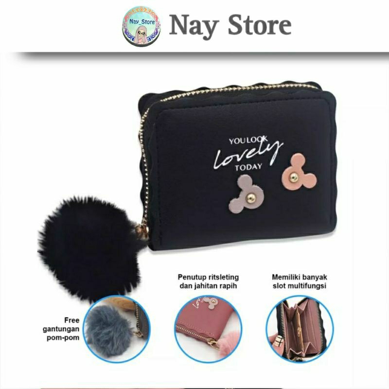 DOMPET WANITA + POM POM | DOMPET KOIN