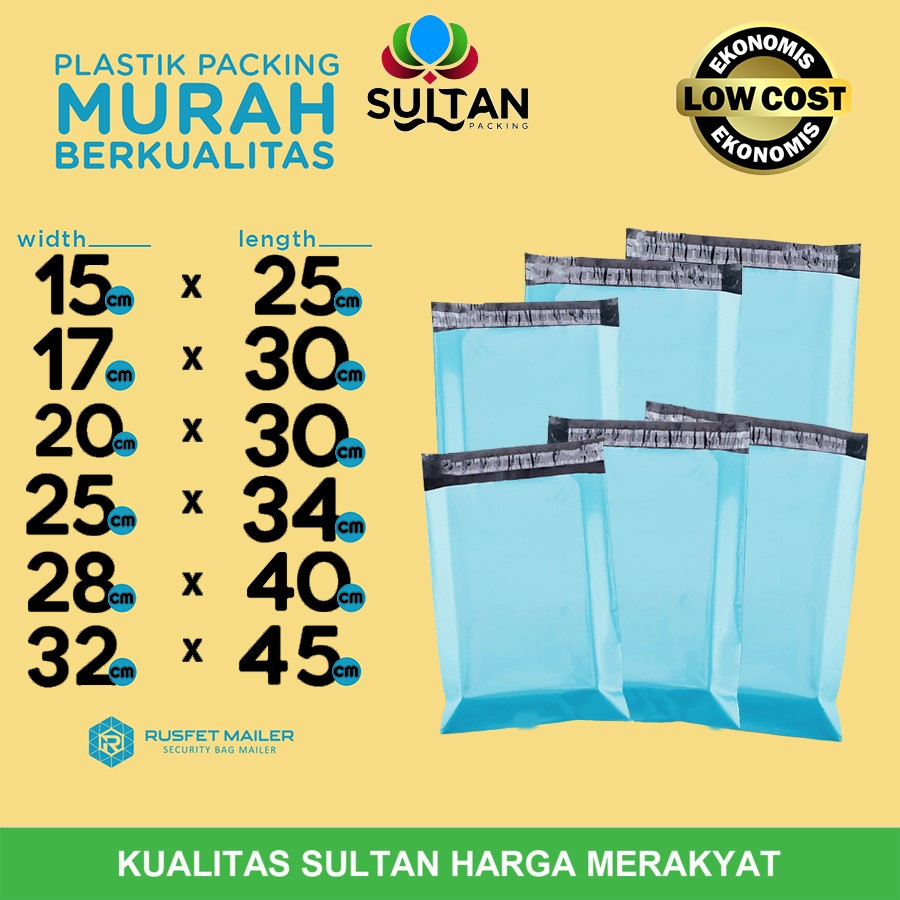 Plastik Polymailer Pack LOW COST BLUE Rusfet Amplop Packing Polimailer