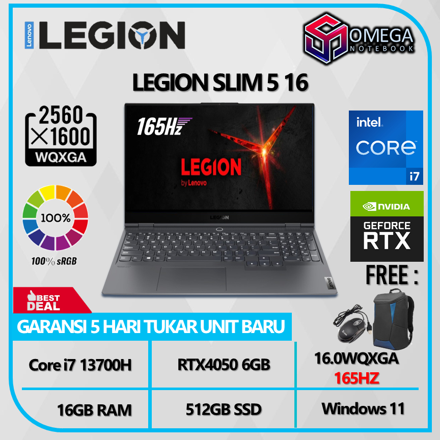 Lenovo Legion Slim 5 16 RTX4050 6GB  I7 13700H 16GB 512SSD 16.0WQXGA 165HZ Windows 11