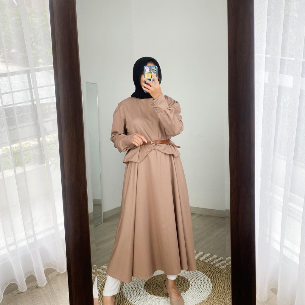 SASMAYA DRESS Dress Muslim Gamis Lengan Panjang Pakaian Muslim Wanita Dress Wanita Kekinian