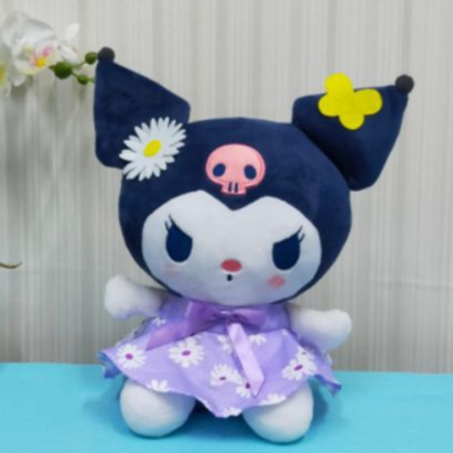 Boneka Kuromi Dres Bunga Size 8&quot;/21cm/boneka kuromi baju/boneka karakter/boneka lucu/