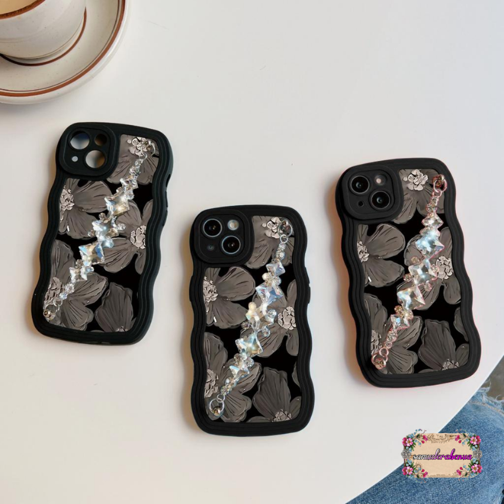 GC34 GC43 CASE CASING SOFTCASE SILIKON WAVY CARACTER RANTAI DIAMOND GRIP FOR REALME C21Y C25Y C30 C30S C31 C33 SB5679