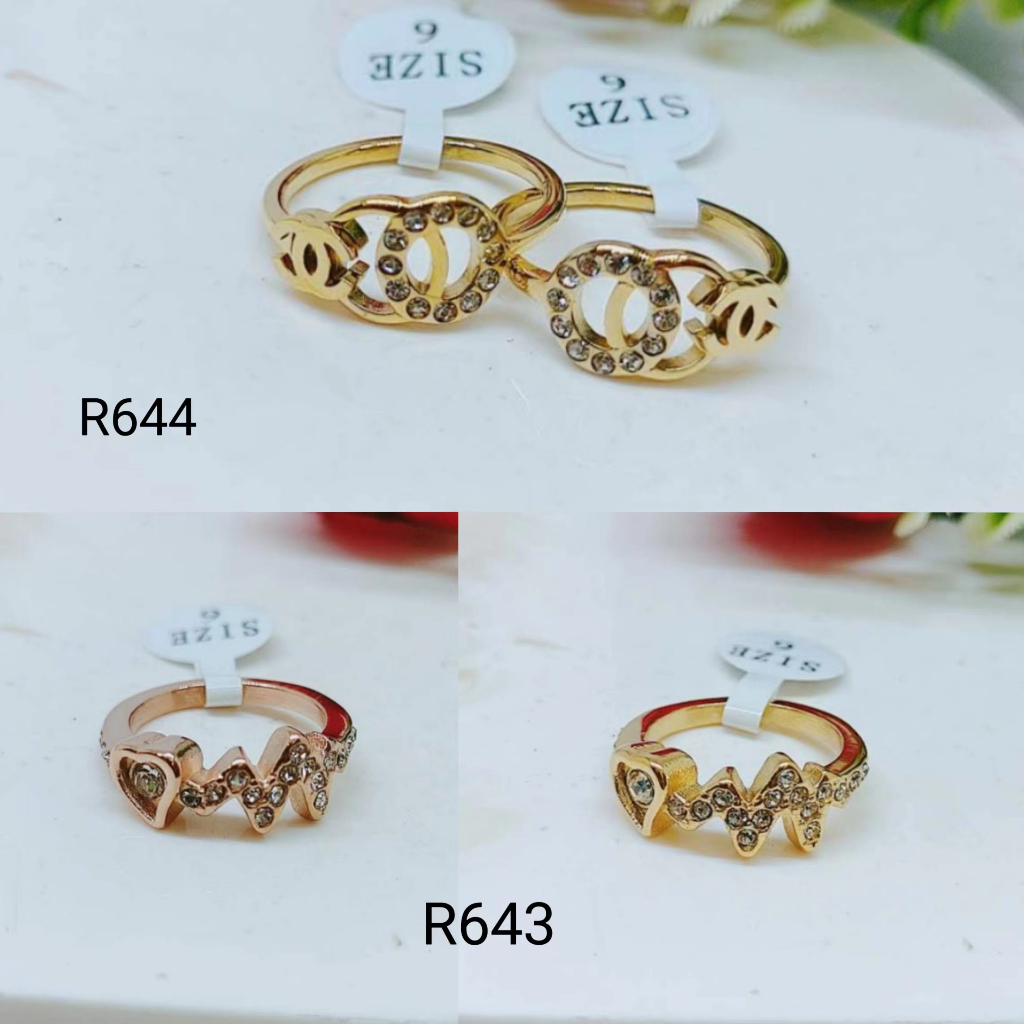 Cincin Titanium Permata Anti Karat Perhiasan Fashion R643 R644