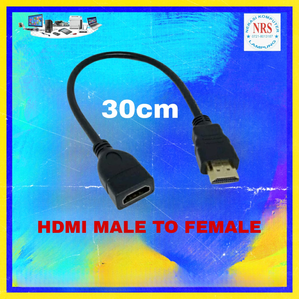 kabel hdmi Male to female 30cm pendek hdmi laptop proyektor