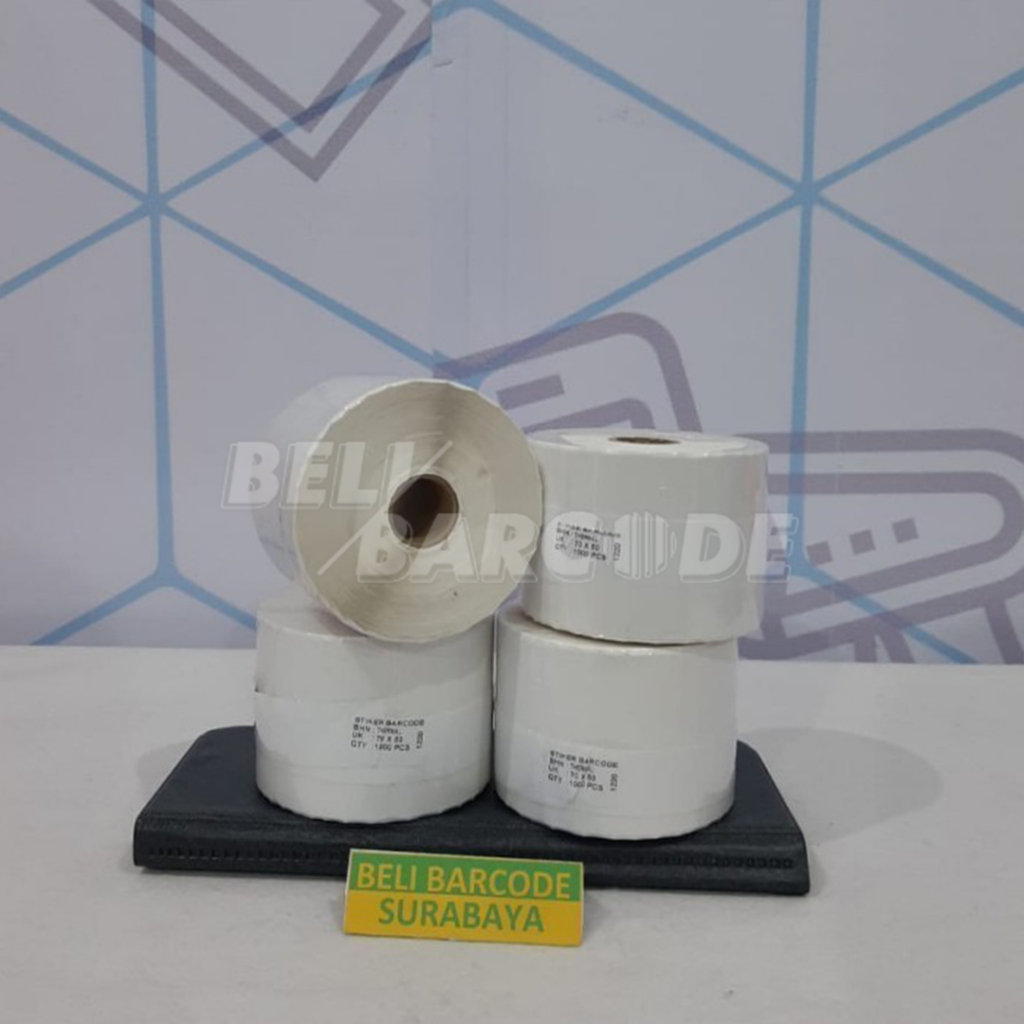 KERTAS LABEL THERMAL 70 X 50 - 70X50 - 70mm X 50mm BARCODE PRINTER