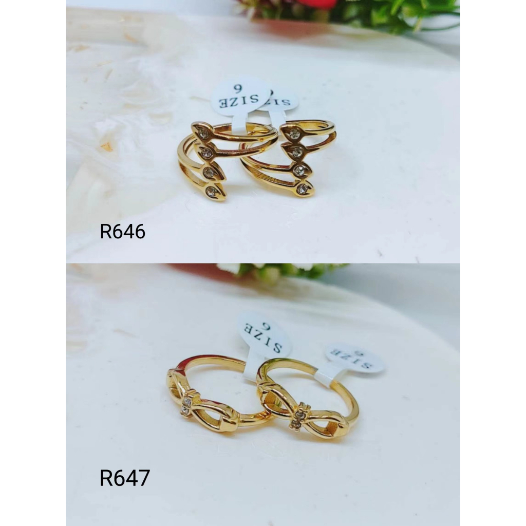 Cincin Titanium Permata Anti Karat Pehiasan Fashion R646 R647