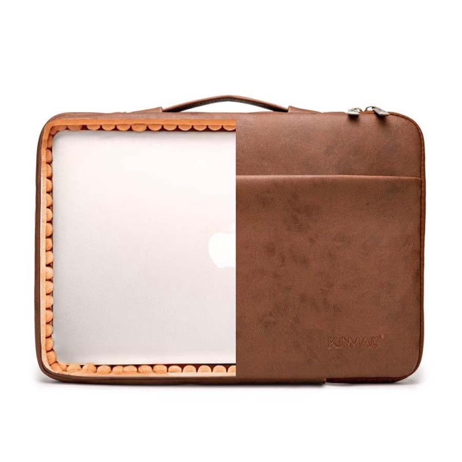 Tas Laptop Macbook KINMAC Handstrap pu leather Shockproof 13 14 15 16 inch