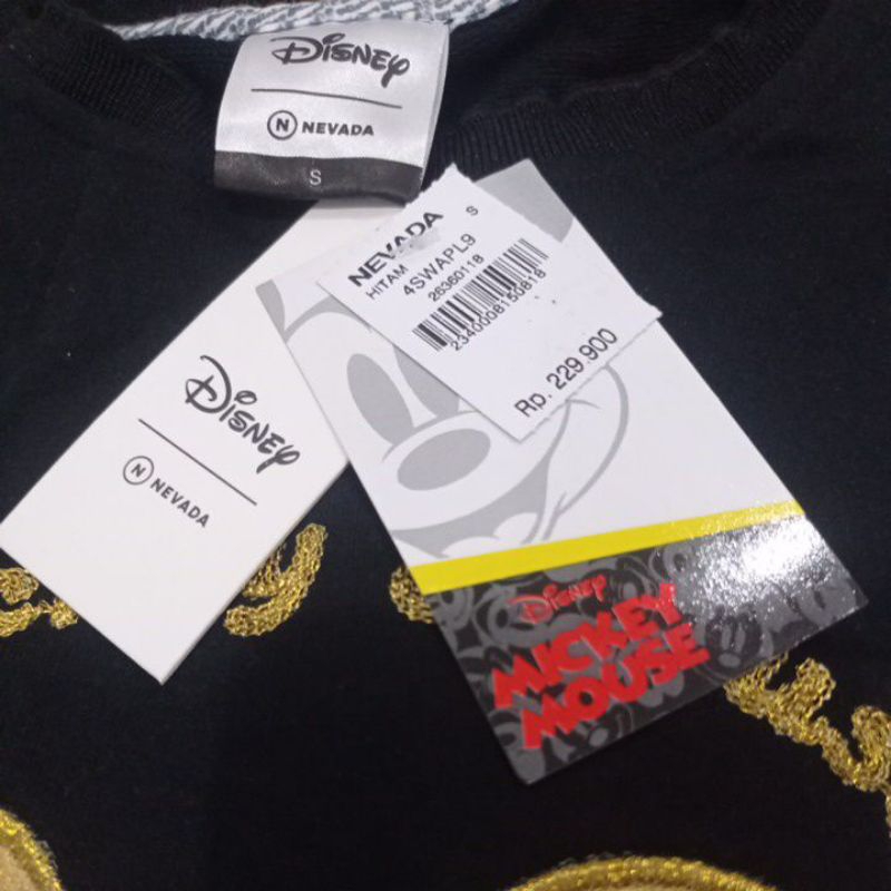 Disney Mickey Mouse Sweater Bordir Rantai - Black