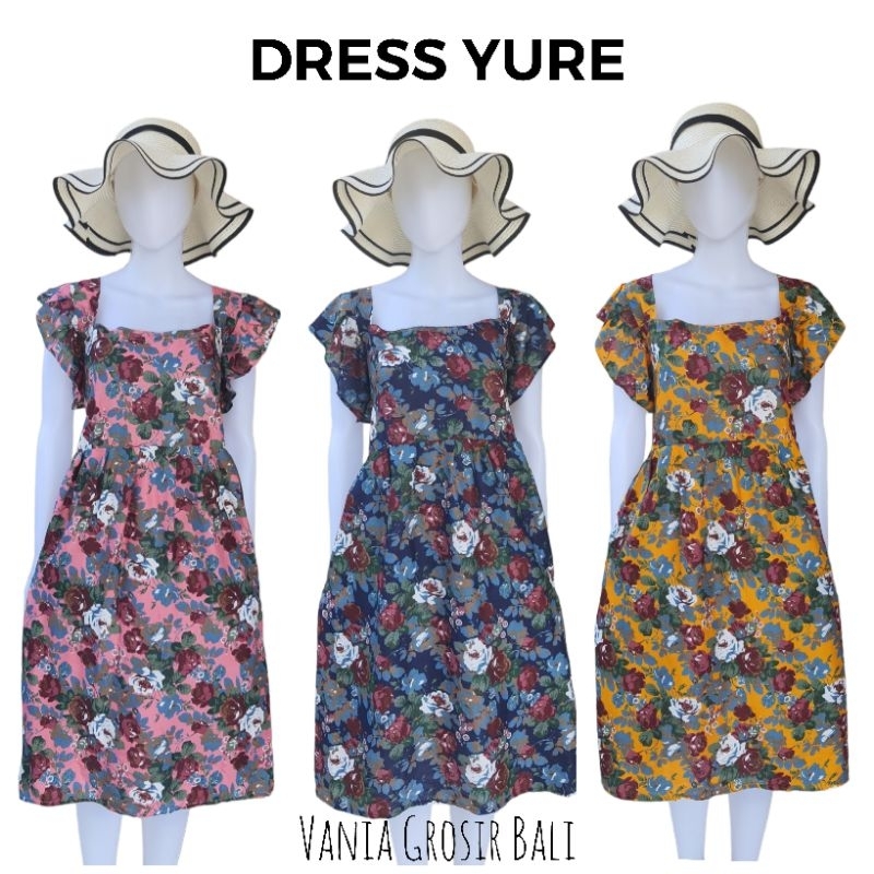 DRESS YURE FLOWERY BAHAN RAYON BALI