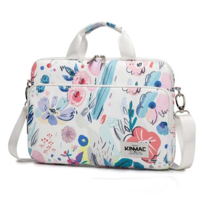 tas laptop macbook KINMAC longstrap flower spring  Shockproof 13 14 15 15.6 inch