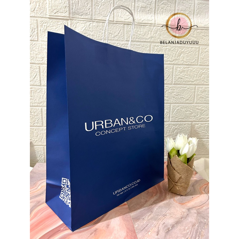 Paper Bag Urban&amp;Co Biru Original Store Pembungkus Kado