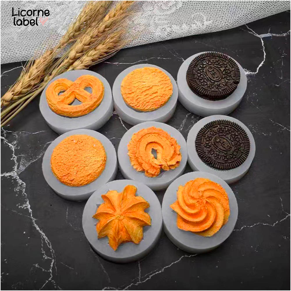 Cetakan Lilin bentuk kue biskuit butter cookies candle silicone mold Kue kering