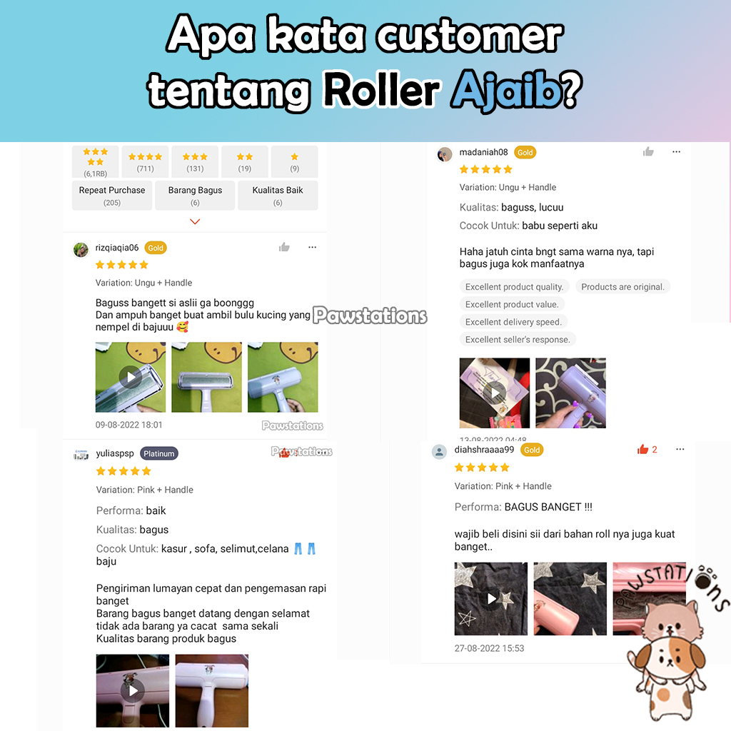 Pawstations Roller Ajaib Pembersih Bulu Kucing