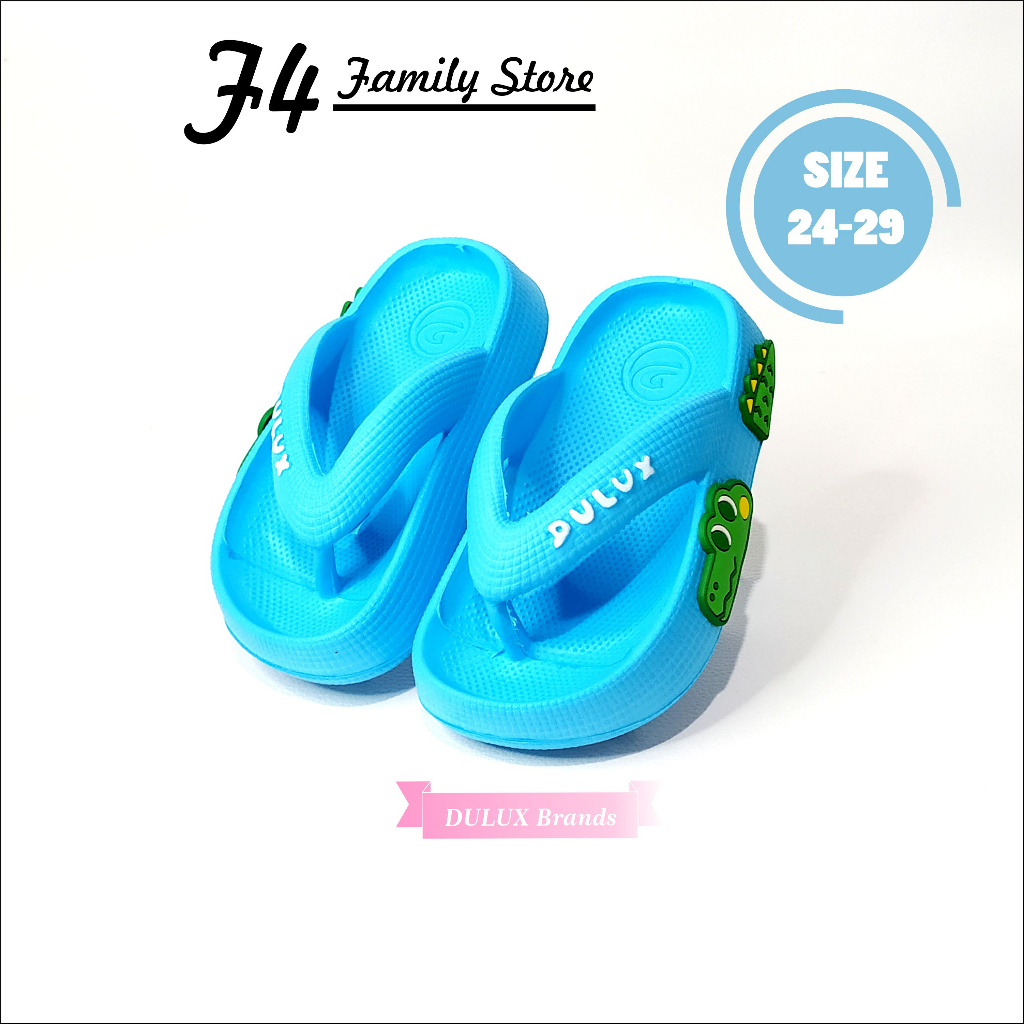 MD79 - Sendal Anak Laki Laki Jepit Usia 3 5 Tahun Terbaru 2023 Motif Buaya Slip On Jelly