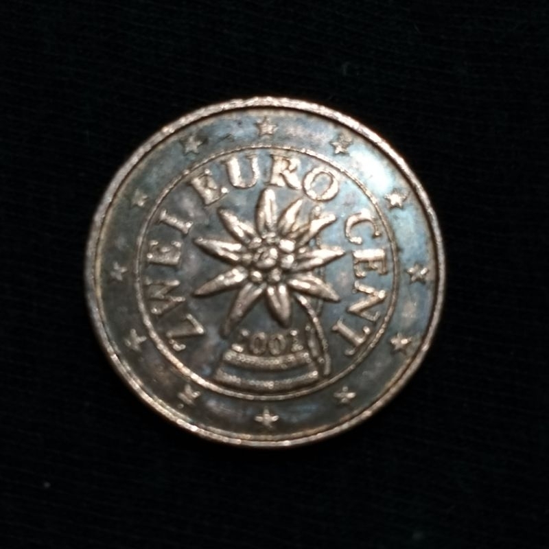 Uang Koin Asing 2 Cent Euro Tahun 2001