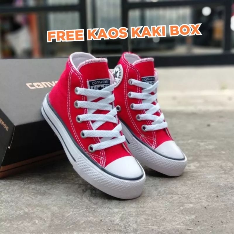 Sepati Converse Anak Merah Cabe Model Tali / Sepatu Allstar Anak / Sepatu Sneakers Anakl / Sepatu Sekolah Anak / Sepatu Anak